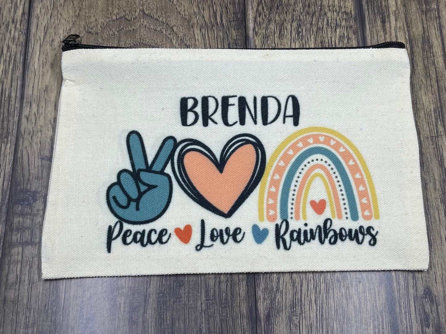 Personalized Pencil Pouch, Rainbow pencil pouch, Pencil Pouch, Make up bag, Canvas bag, Pencil Case