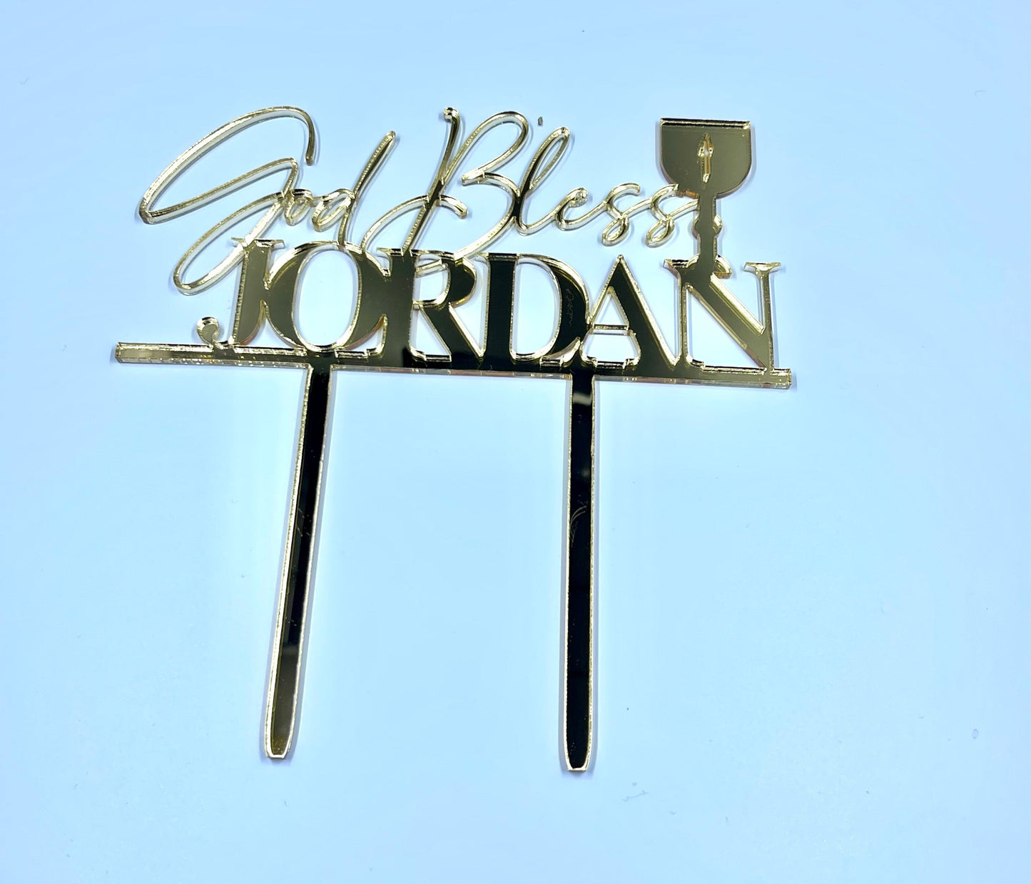 Baptism cake Topper • Communion cake topper • Acrylic Name topper • God Bless Cake Topper