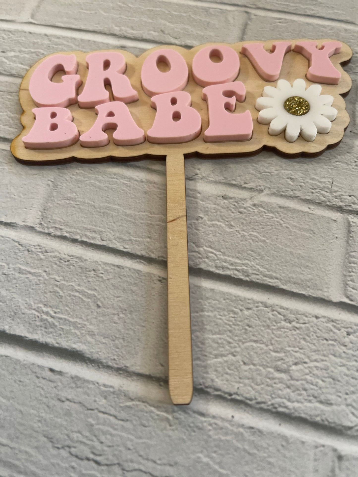 Groovy Babe Cake Topper • Retro cake topper •70’s party • Hippie Cake topper • Flower Power