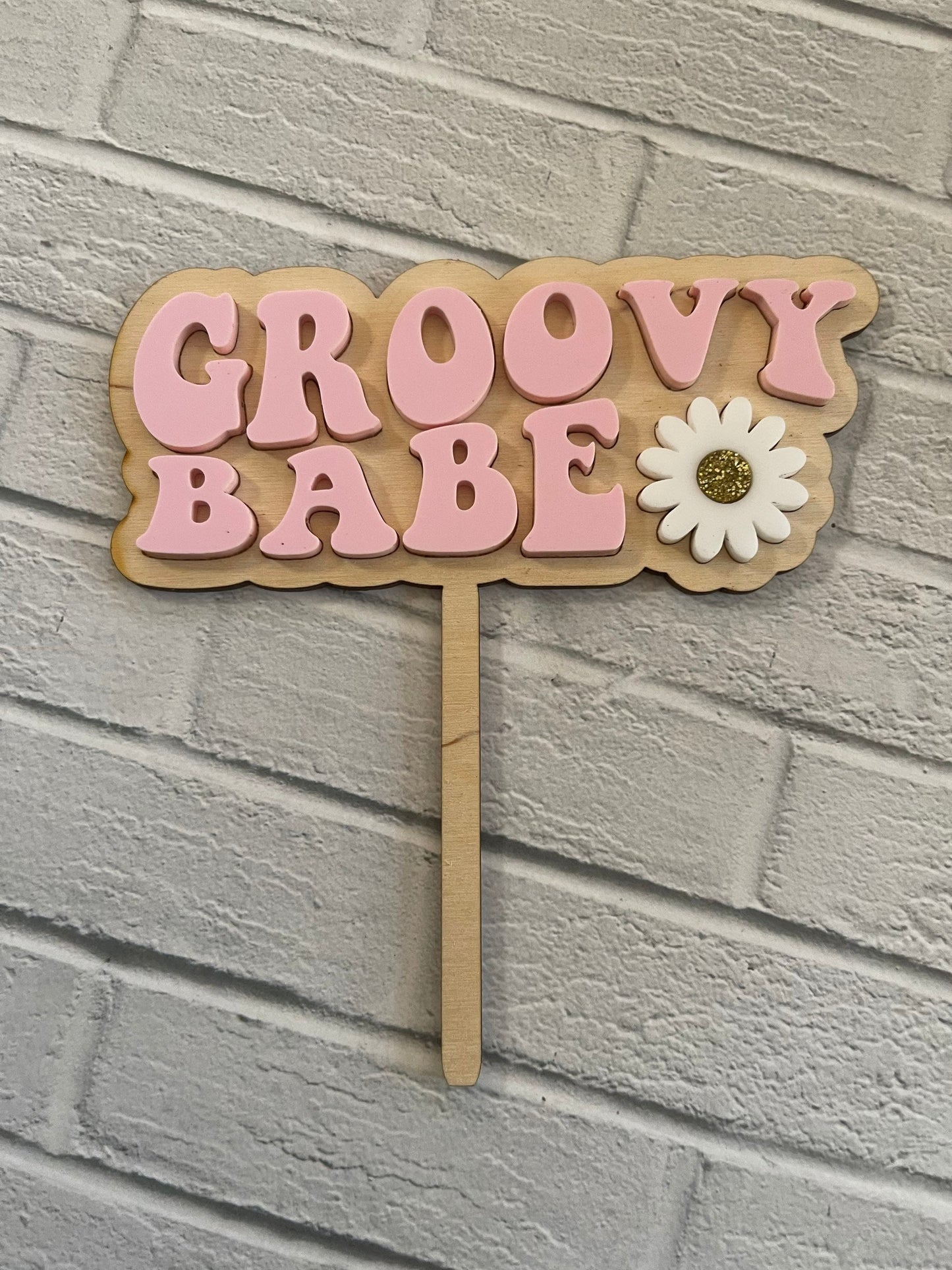 Groovy Babe Cake Topper • Retro cake topper •70’s party • Hippie Cake topper • Flower Power