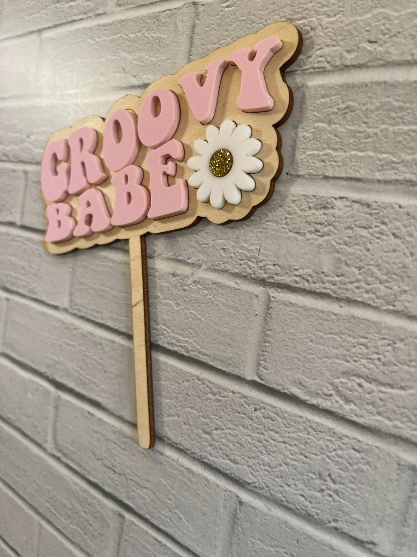 Groovy Babe Cake Topper • Retro cake topper •70’s party • Hippie Cake topper • Flower Power