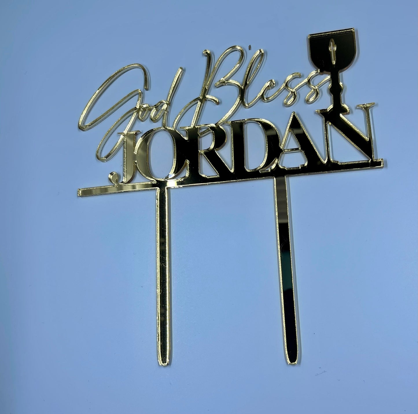 Baptism cake Topper • Communion cake topper • Acrylic Name topper • God Bless Cake Topper