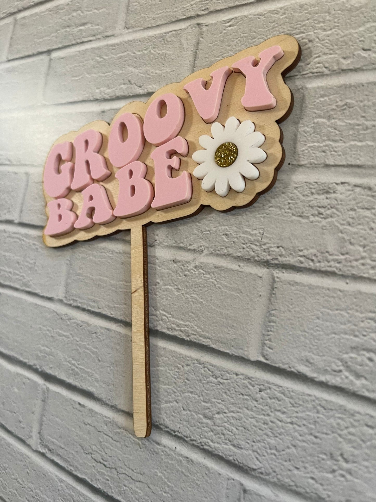Groovy Babe Cake Topper • Retro cake topper •70’s party • Hippie Cake topper • Flower Power