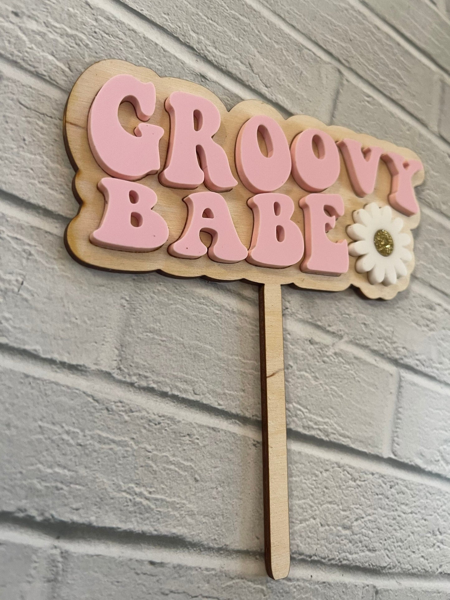 Groovy Babe Cake Topper • Retro cake topper •70’s party • Hippie Cake topper • Flower Power
