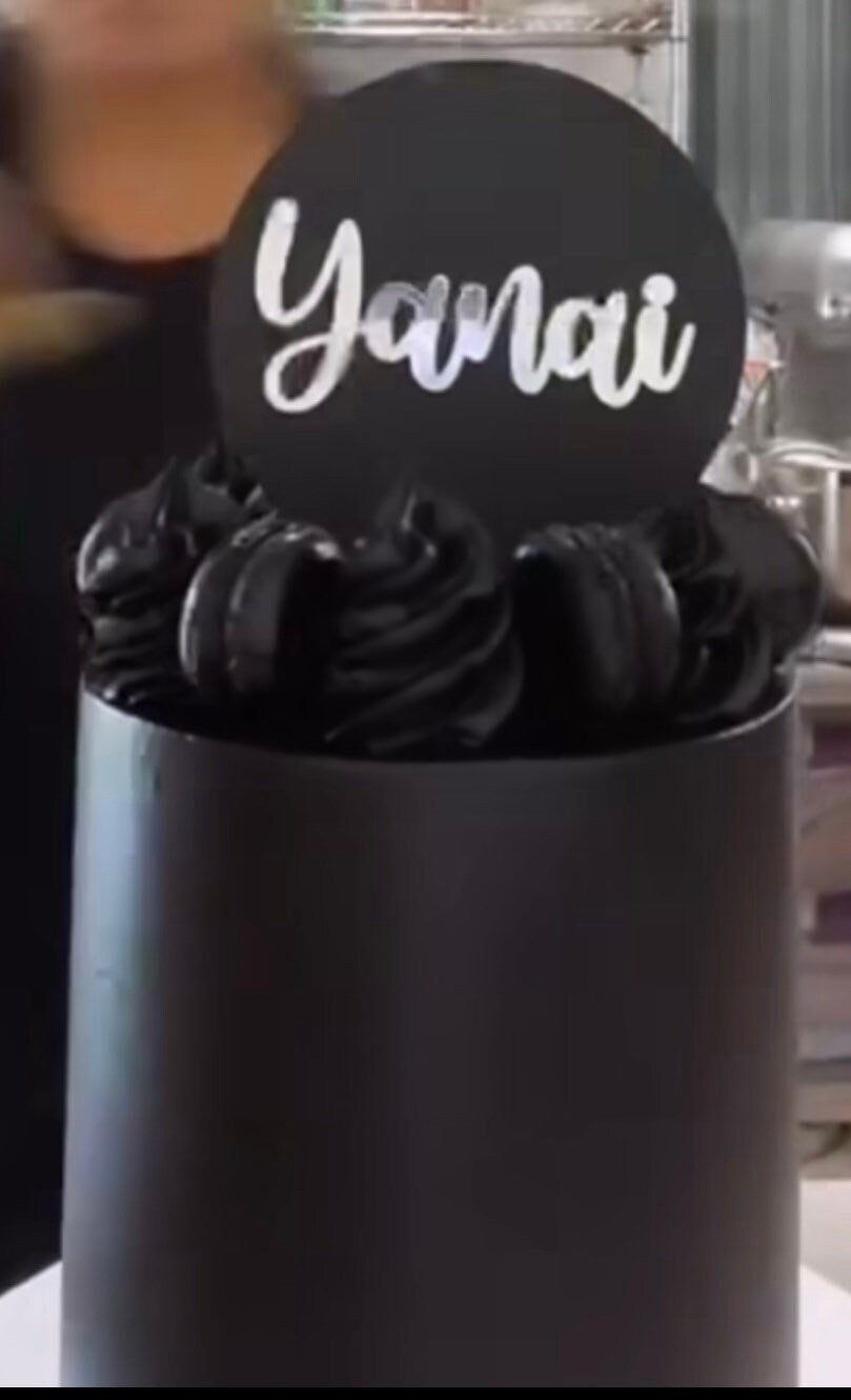 Cake topper, Graduation cake topper, personalized cake topper, circle cake topper, rip cake topper, black birthday decor, wedding topper