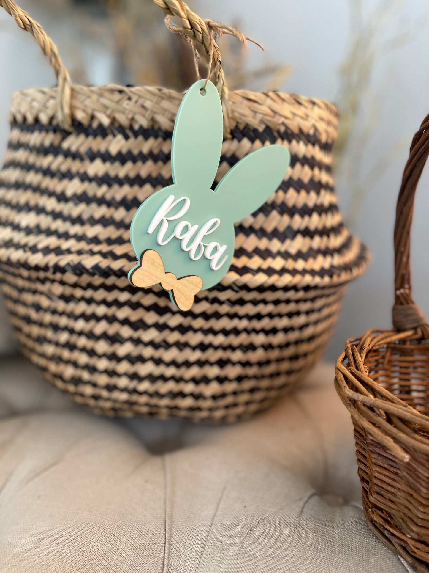 Easter basket tag | Personalized Easter Bunny tag | Name Charm | Custom name tag | Wood Easter name tag