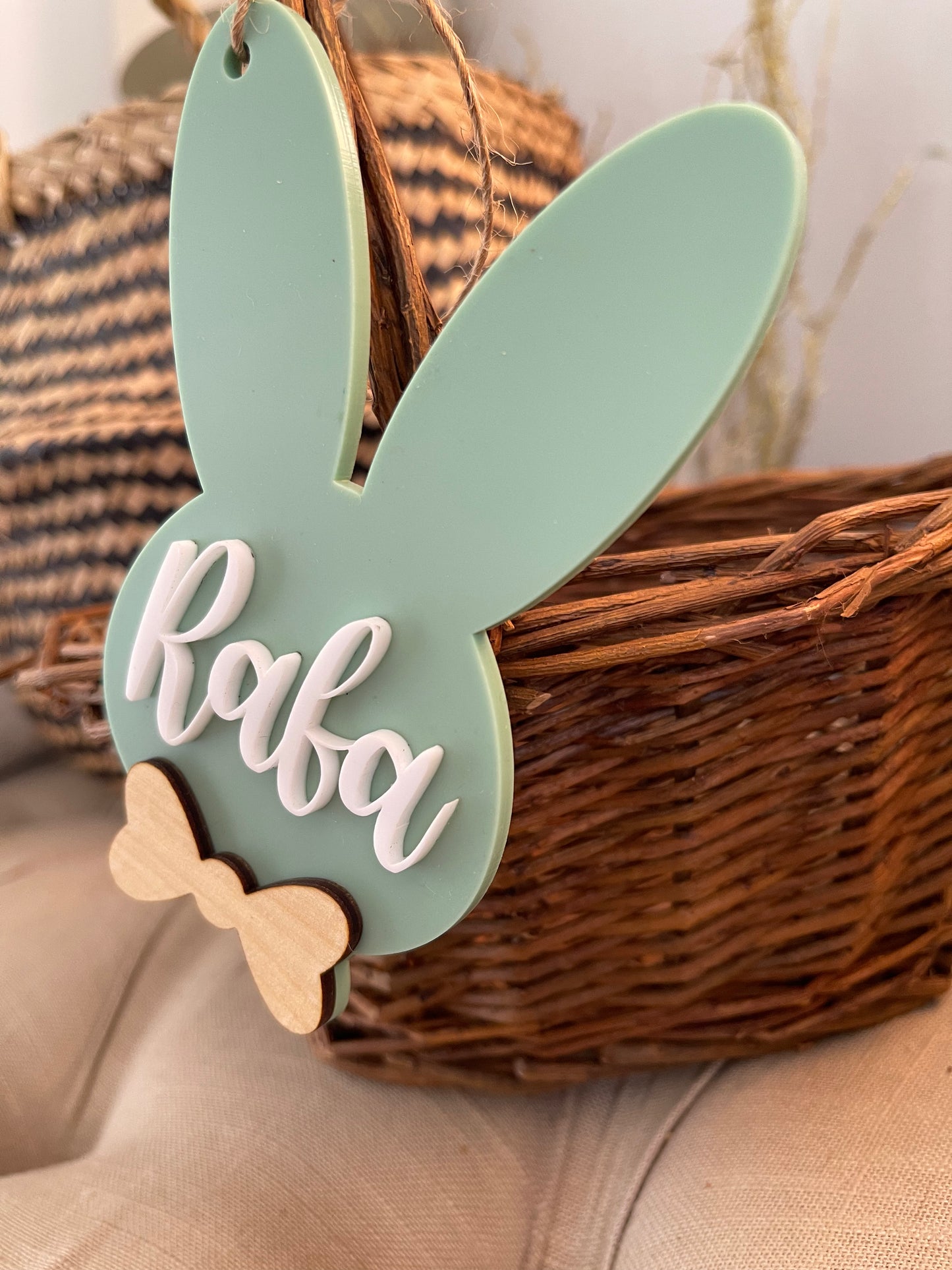Easter basket tag | Personalized Easter Bunny tag | Name Charm | Custom name tag | Wood Easter name tag