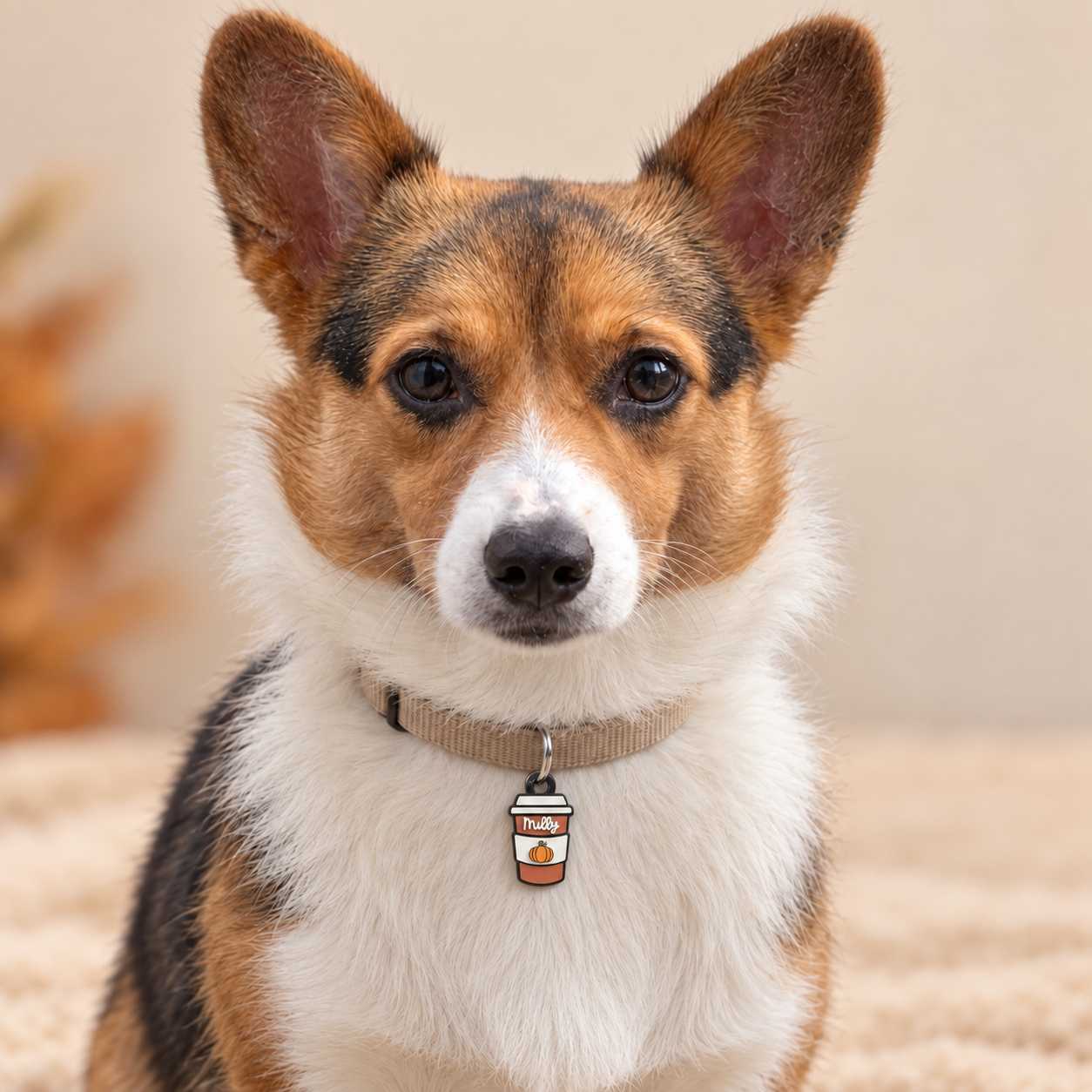 Personalized Pumpkin Spice Latte Pet Tag, Custom Fall Dog Tag, Coffee Cup Collar Charm, Autumn Dog or Cat Accessory