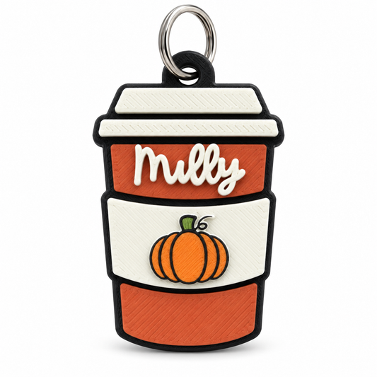Personalized Pumpkin Spice Latte Pet Tag, Custom Fall Dog Tag, Coffee Cup Collar Charm, Autumn Dog or Cat Accessory