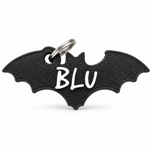 Personalized Bat Pet Tag, 3D Printed Dog Name Tag, Fall Dog Collar Accessory, Halloween Pet ID Tag