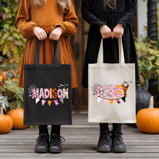 Personalized Halloween Tote bag, Trick or Treat Candy Bag,