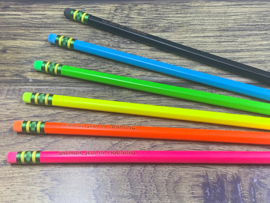 Personalized Neon #2 pencils, Ticonderoga engraved pencils, Pencils with name