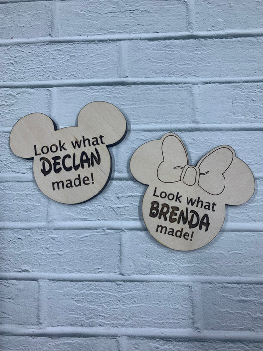 Mickey Minnie Fridge Magnets ⎮Look what I made wood magnet ⎮Fridge magnet ⎮ Child art display ⎮Stocking stuffer