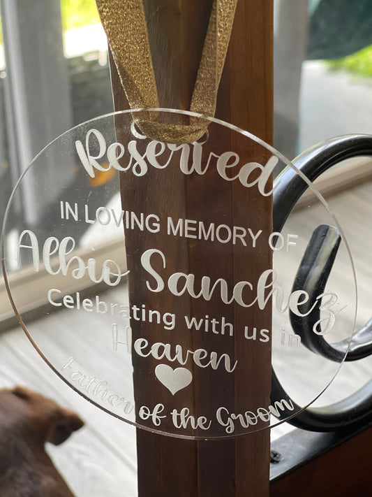 Personalized memorial sign - In memory of - Wedding reserved seat - In loving memory sign - Reserved