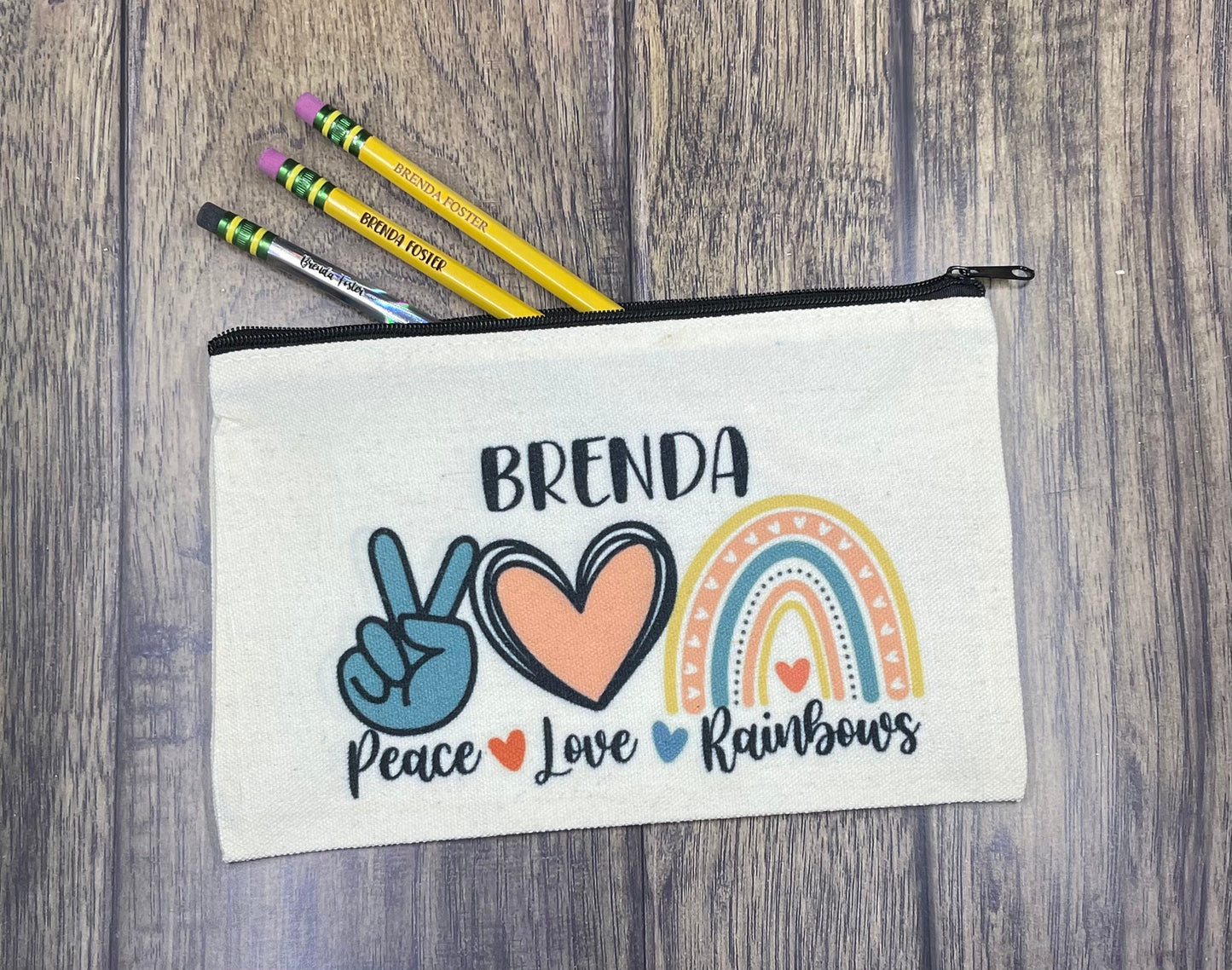 Personalized Pencil Pouch, Rainbow pencil pouch, Pencil Pouch