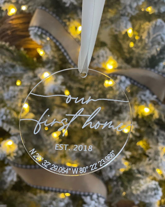 Our first home Ornament | Our New home ornament | Our first Christmas at our new home | New home ornament | Home coordinates ornament