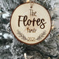 Family Christmas Ornament, Personalized ornament, Family name wood ornament, Wood slice ornament