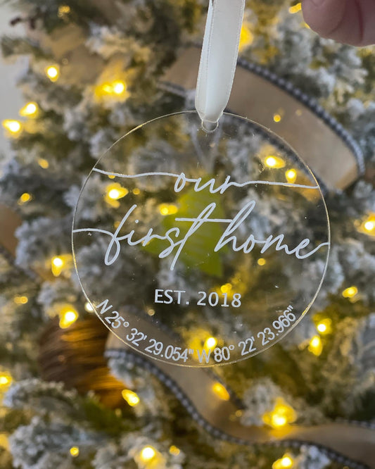 Our first home Ornament | Our New home ornament | Our first Christmas at our new home | New home ornament | Home coordinates ornament