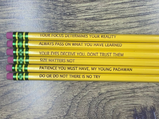 Personalized Pencils with Star Wars quotes, kids pencils