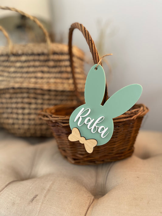 Easter basket tag | Personalized Easter Bunny tag | Name Charm | Custom name tag | Wood Easter name tag